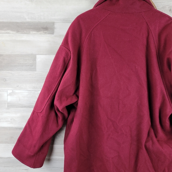 Vintage International Scene Burgundy Felt Wool Full Zip Coat Women's Size XL - Picture 8 of 16